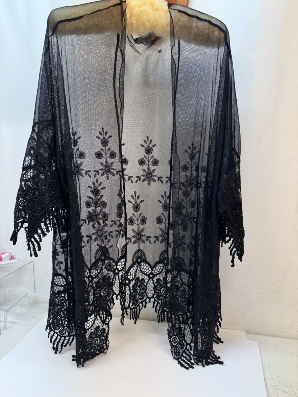 Black lace Kate and Mallory Kimona cover up 3X